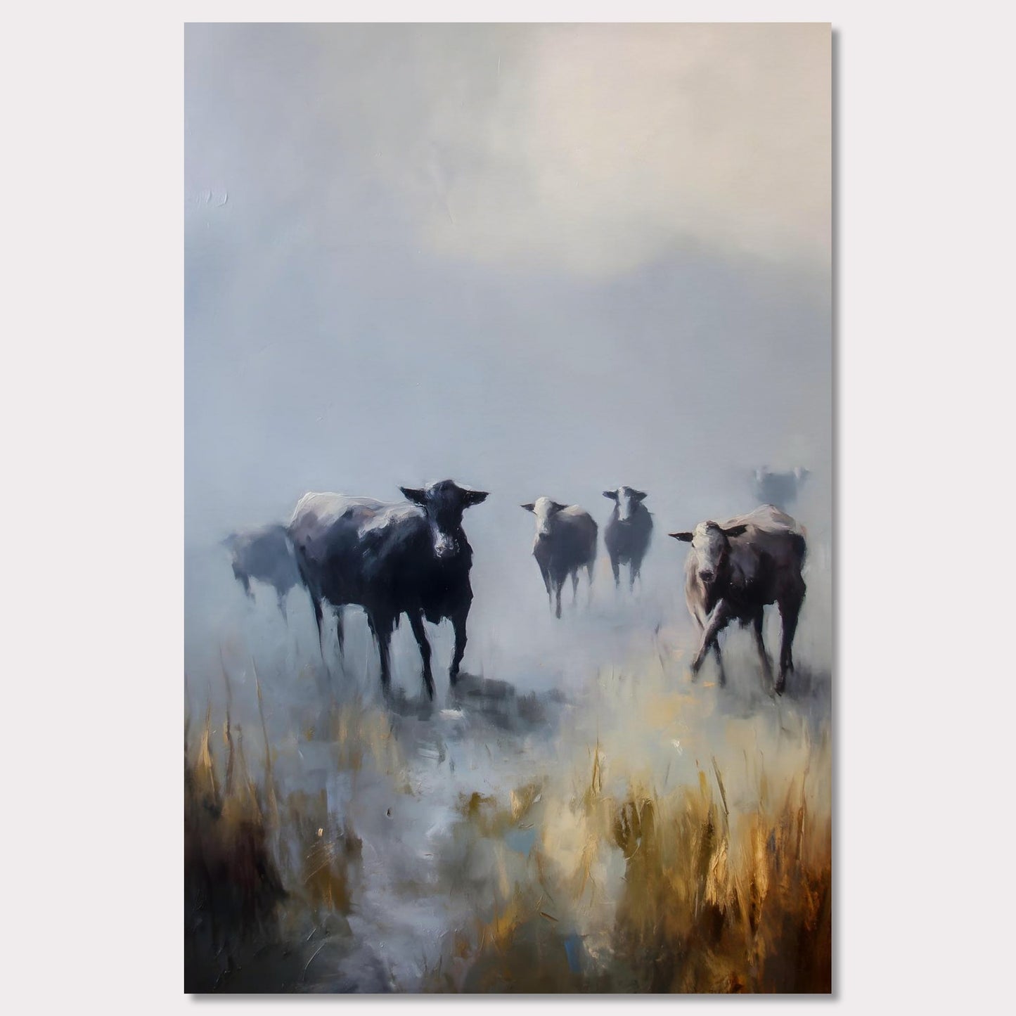 Poster titled 'Cattle in the Fog, Alpine Moor' from ArtDarts