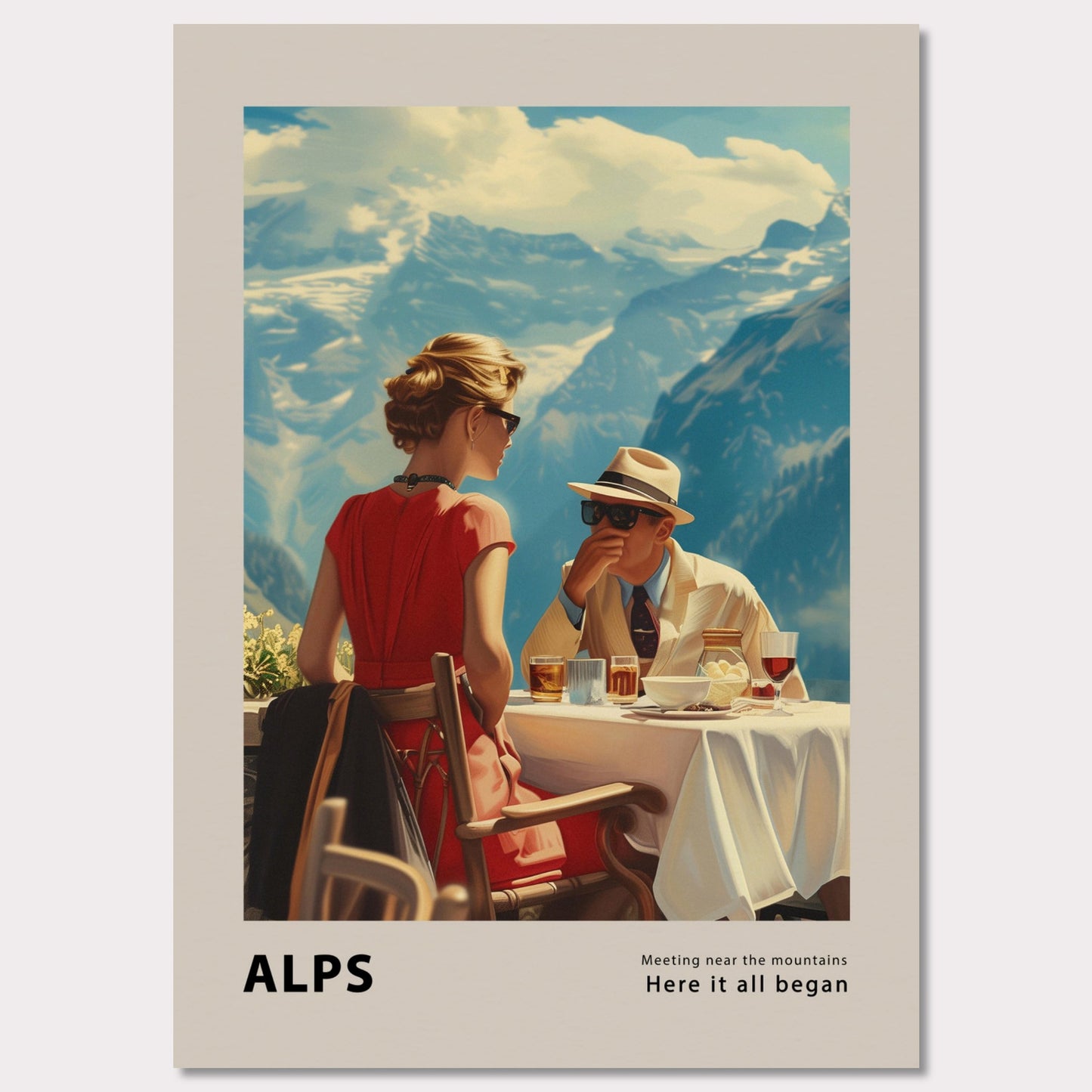 Poster titled 'Meeting by the mountains Poster' from ArtDarts
