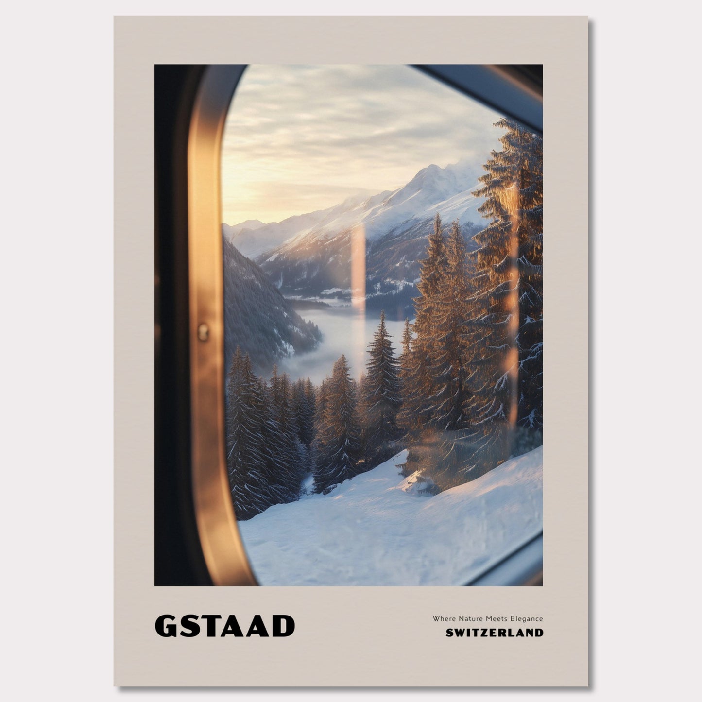 Poster titled 'GSTAAD. Where Nature Meets Elegance' from ArtDarts