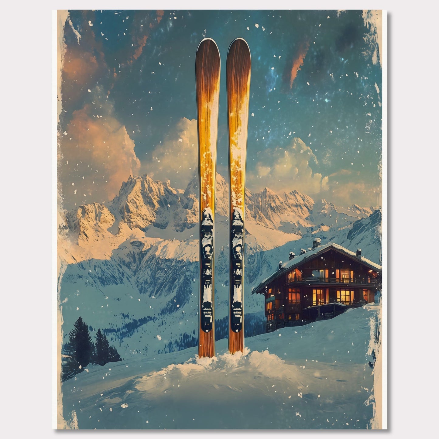 Poster titled 'Ski into Serenity' from ArtDarts