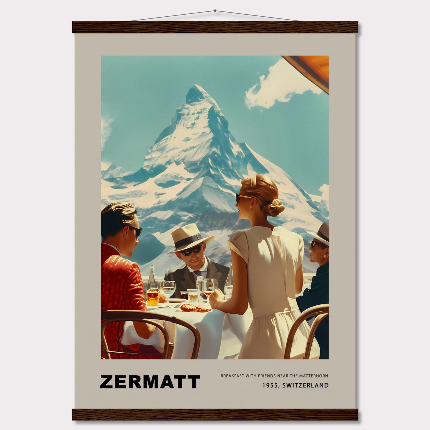 Poster titled 'Breakfast in Zermatt with Hanger' from ArtDarts