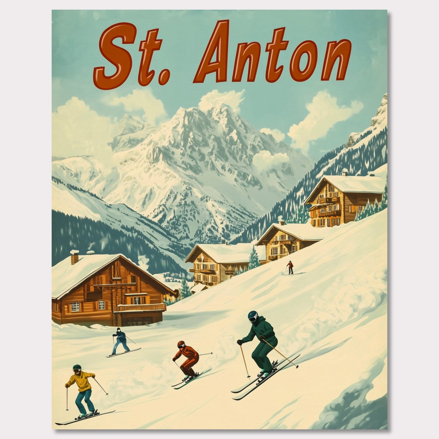 Poster titled 'St. Anton - Skiers’ Paradise' from ArtDarts