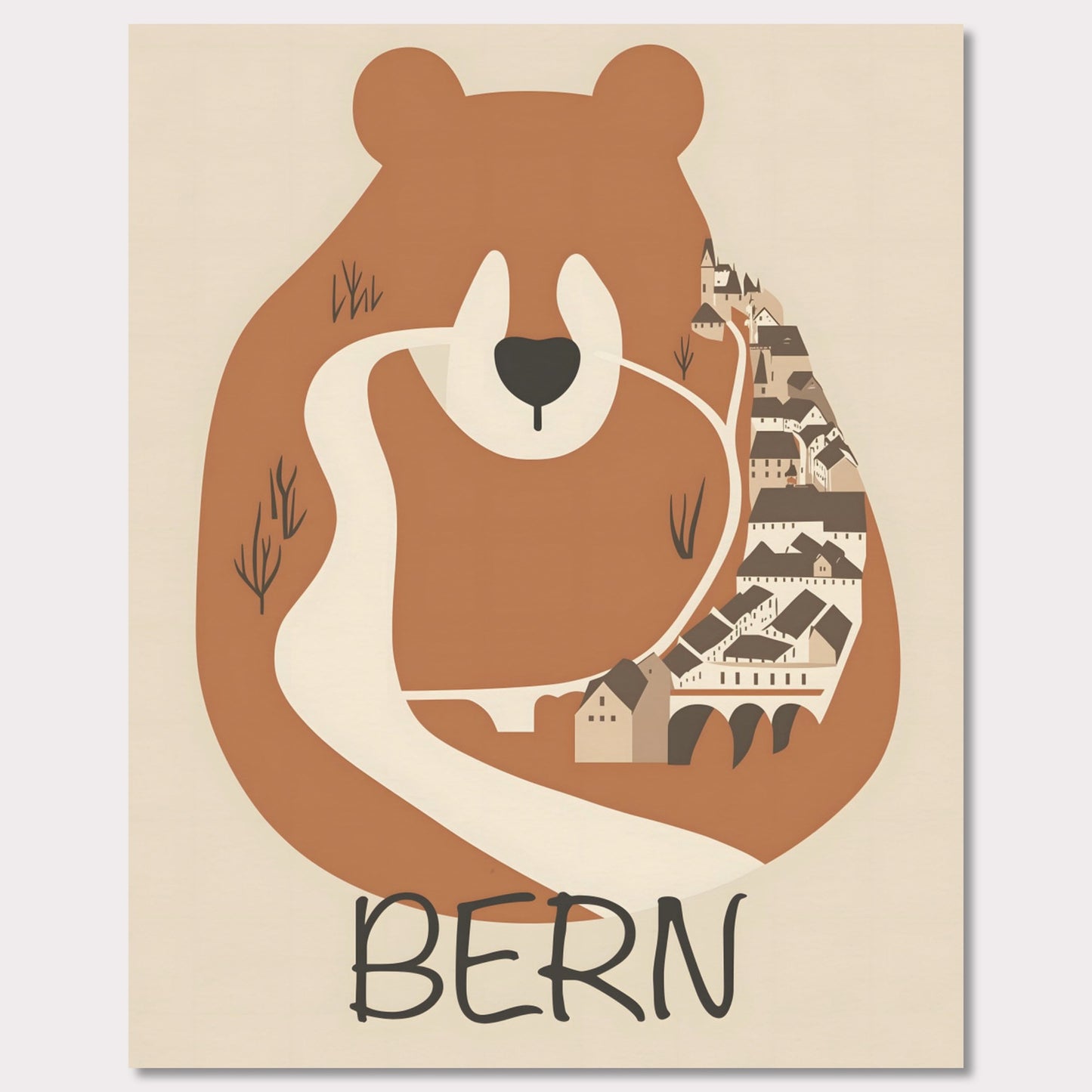 Poster titled 'Bern: The Bear’s Embrace' from ArtDarts
