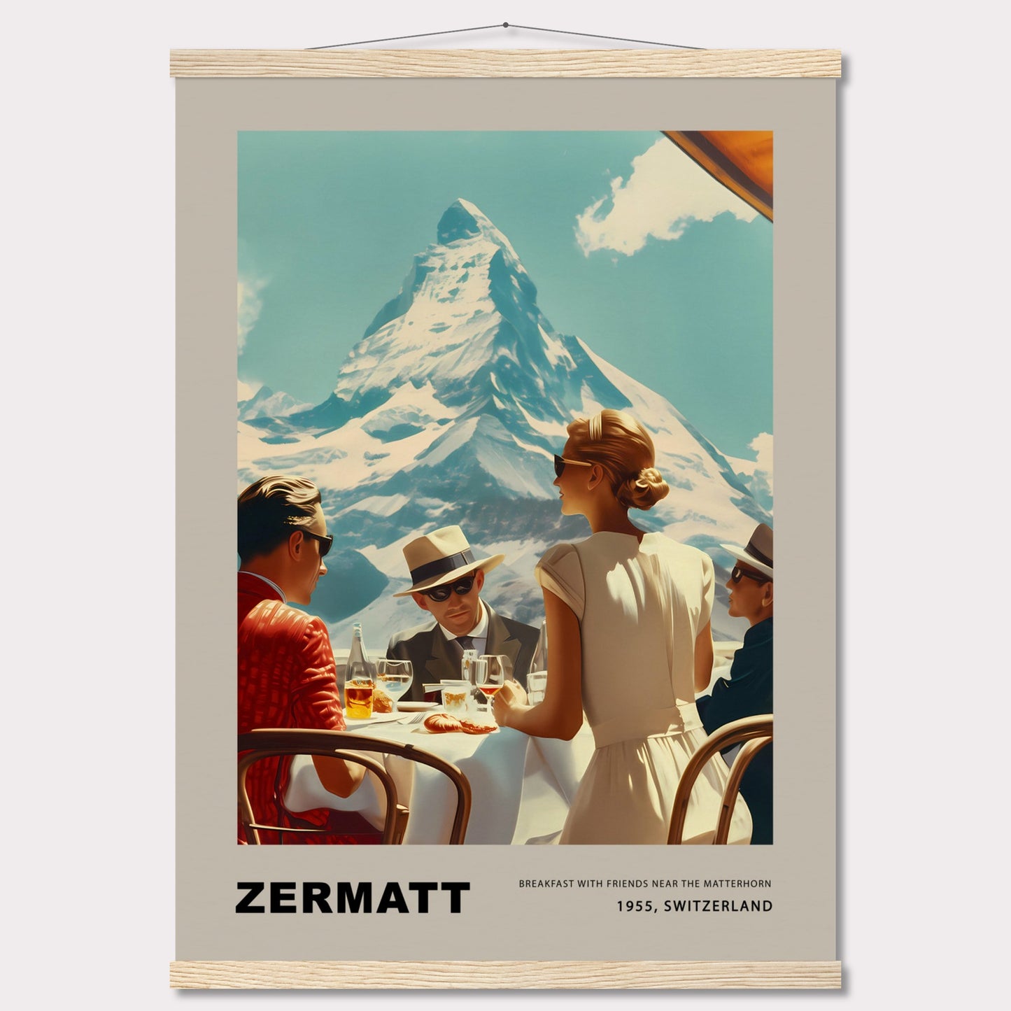 Poster titled 'Breakfast in Zermatt with Hanger' from ArtDarts