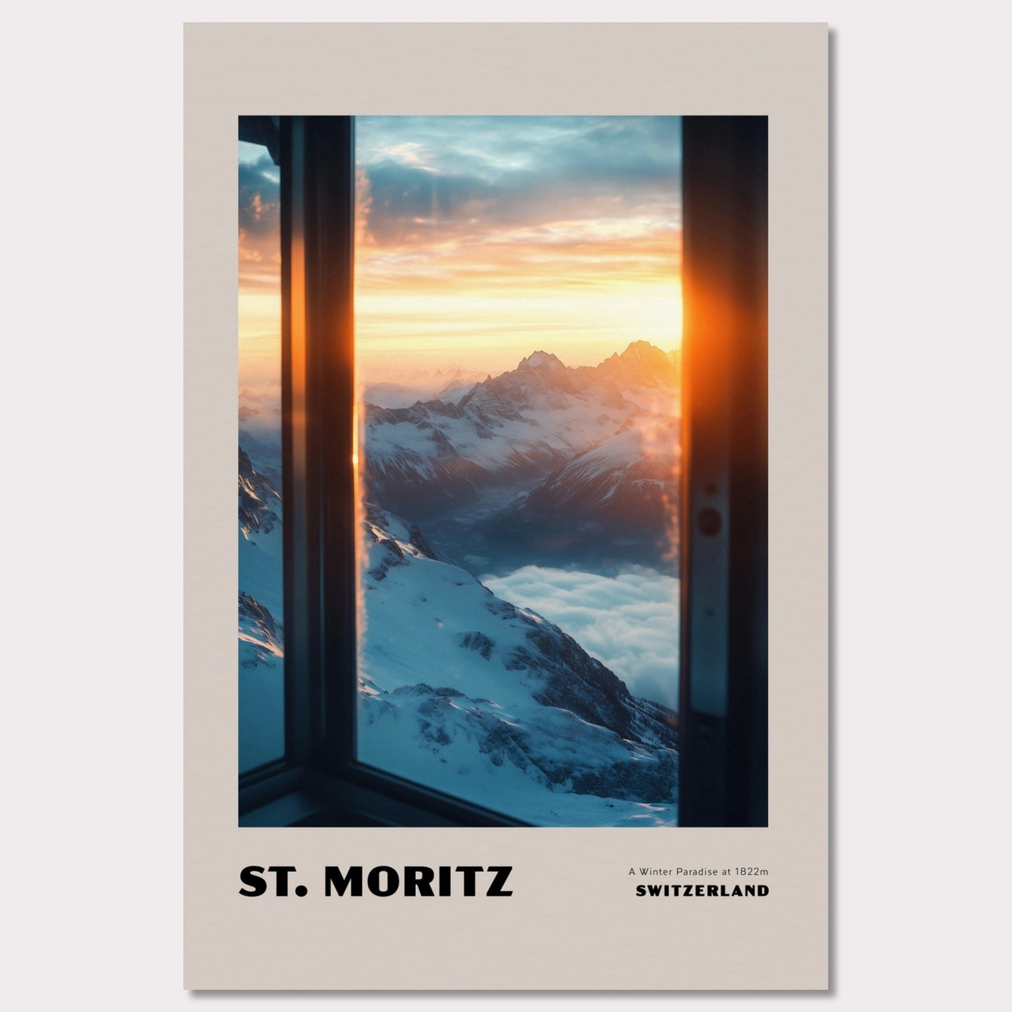 Poster titled 'ST. MORITZ. A Winter Paradise at 1822' from ArtDarts