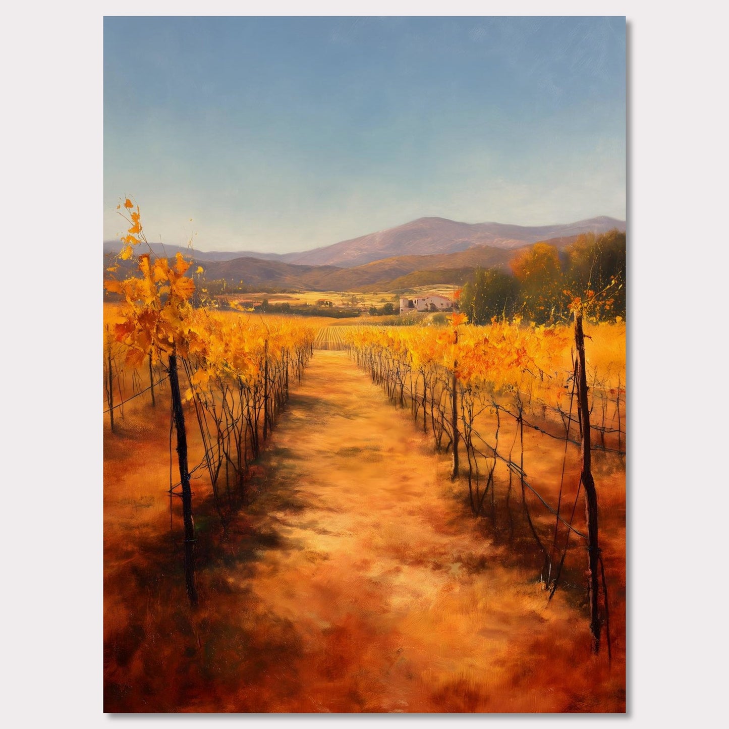 Poster titled 'Golden Rows, Autumn Vines' from ArtDarts