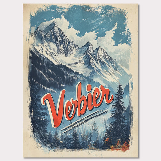Poster titled 'Verbier - Majestic Peaks' from ArtDarts