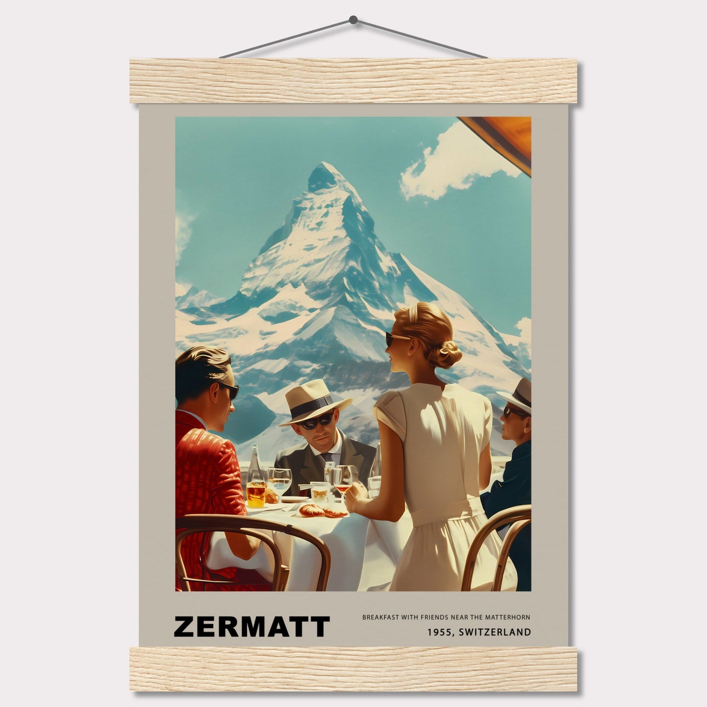 Poster titled 'Breakfast in Zermatt with Hanger' from ArtDarts