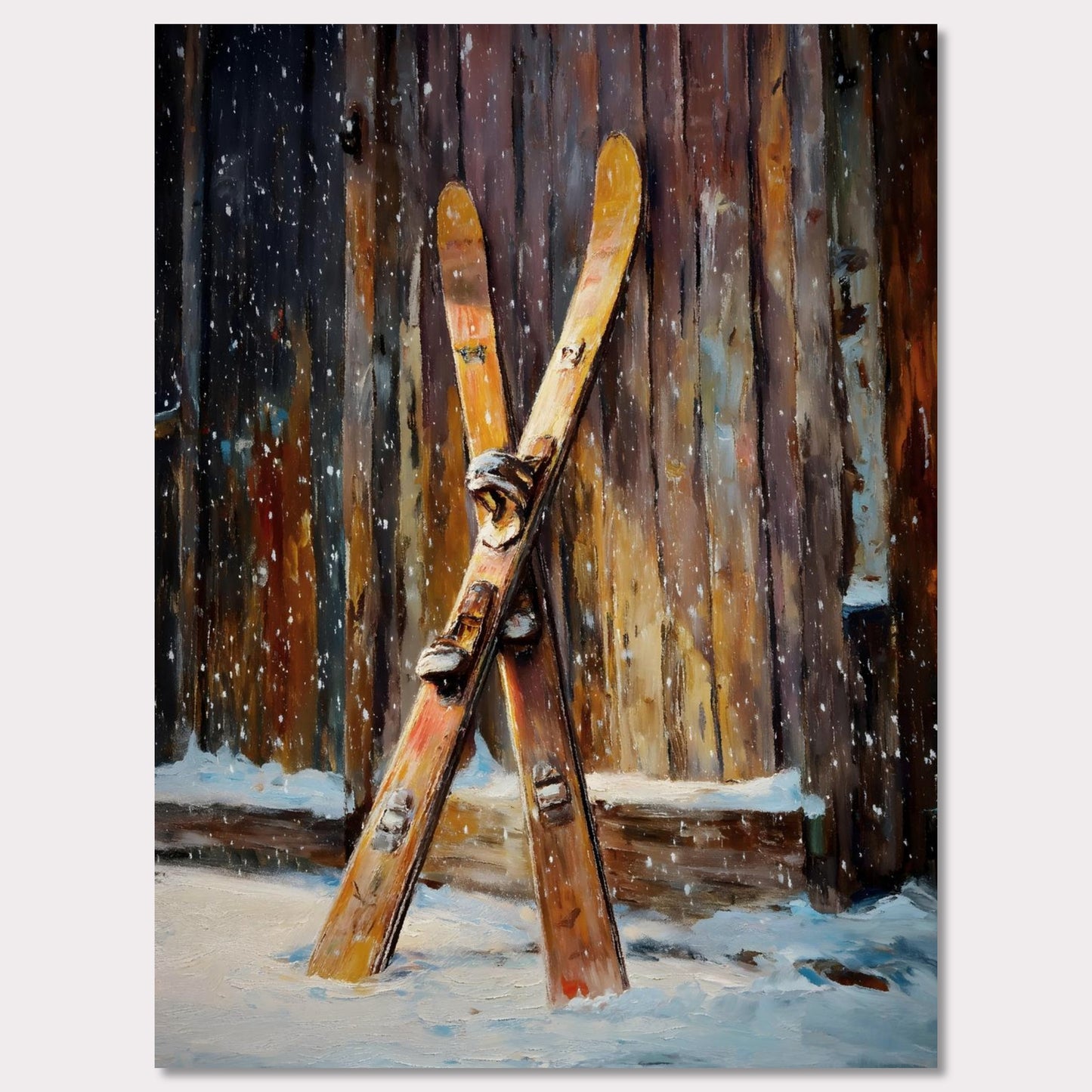 Poster titled 'Old Skis, Alpine Shed' from ArtDarts