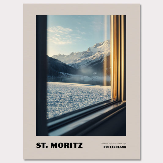 Poster titled 'ST. MORITZ. Timeless Elegance in the Alps' from ArtDarts