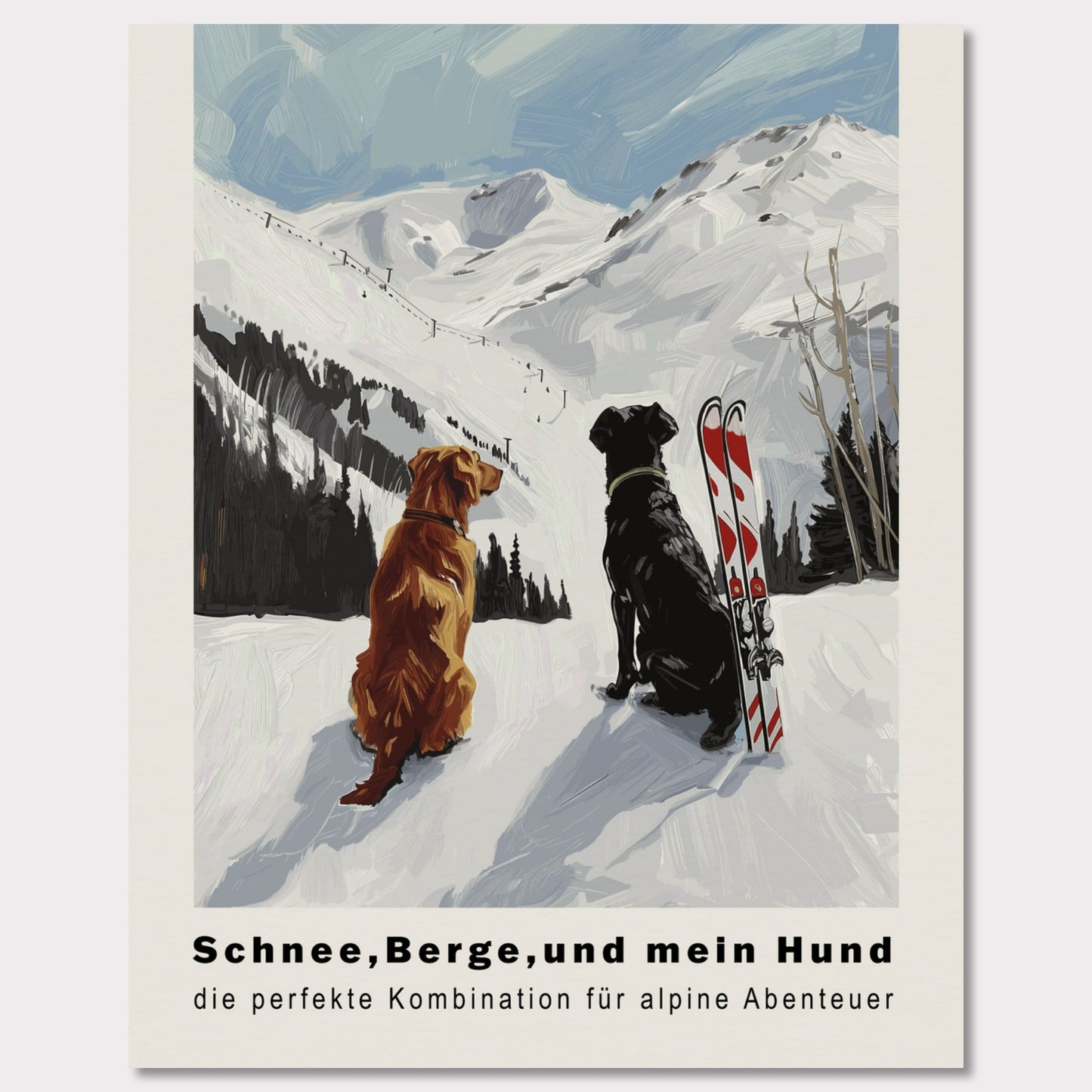 Poster titled 'Snow. Mountains And my dog Poster' from ArtDarts