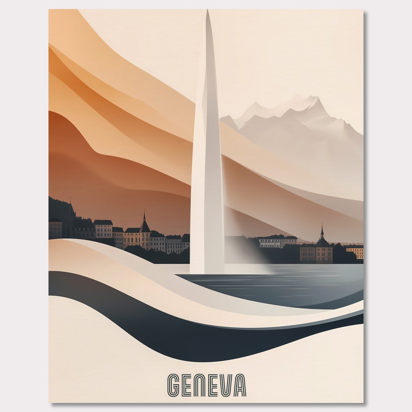 Poster titled 'Geneva – The Iconic Jet d’Eau' from ArtDarts