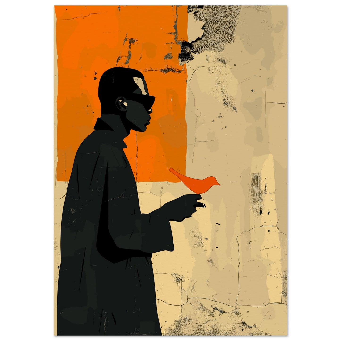 Poster titled 'Man with a Bird Poster' from ArtDarts