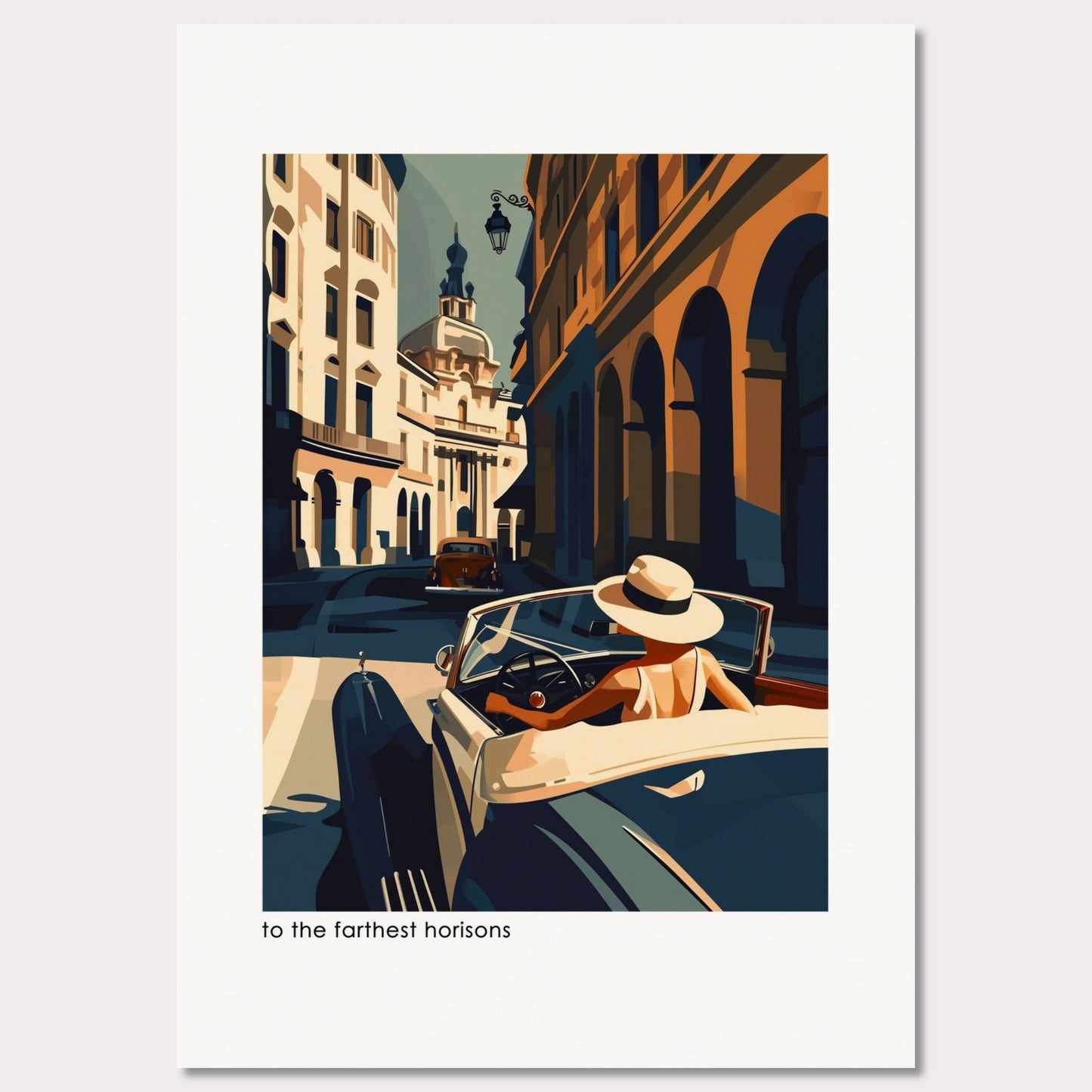 Poster titled 'Girl in a convertible vintage Poster' from ArtDarts