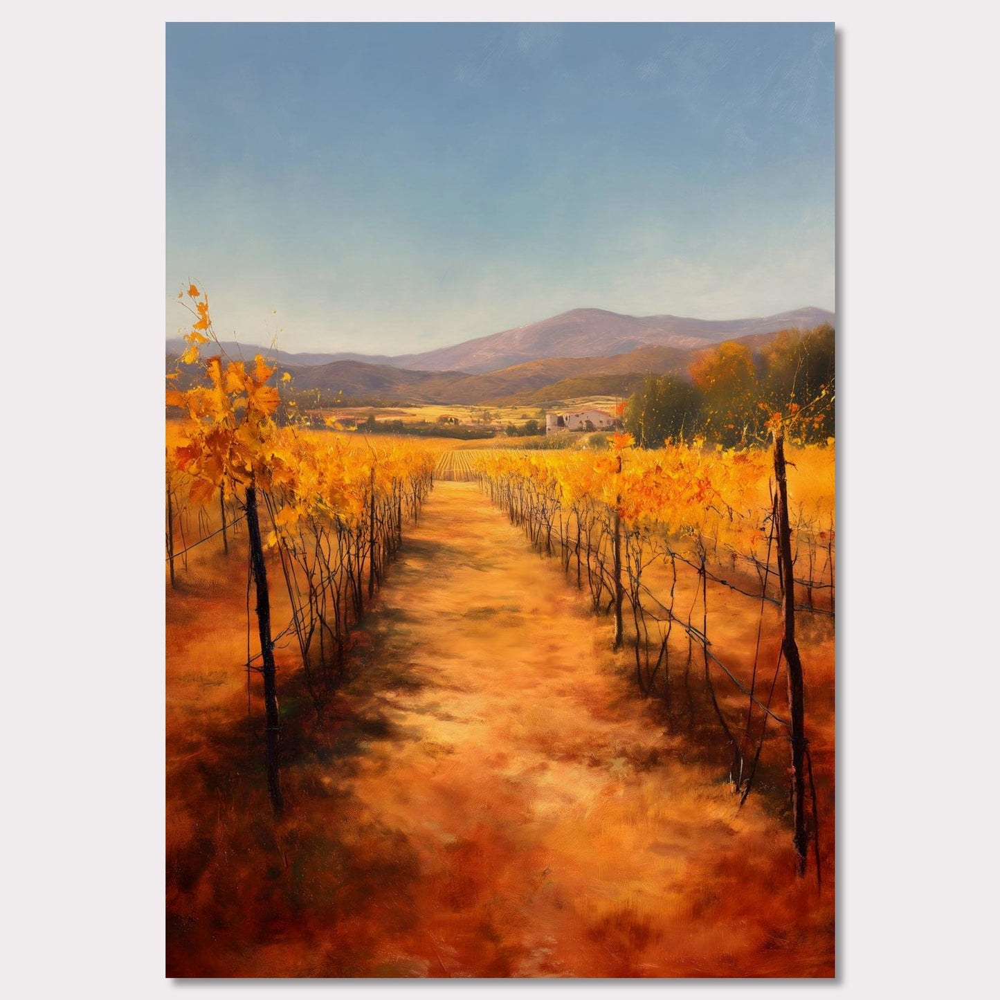 Poster titled 'Golden Rows, Autumn Vines' from ArtDarts