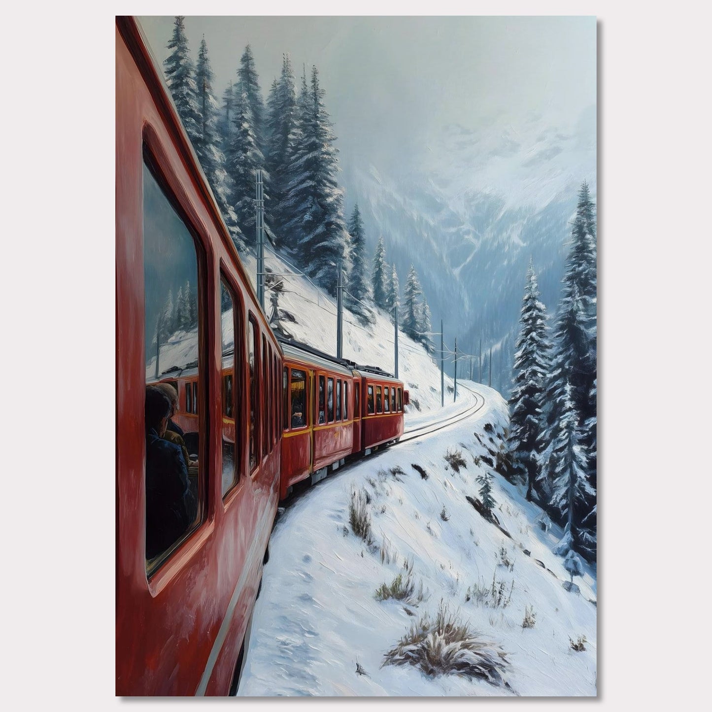 Poster titled 'Red Train, White Curve' from ArtDarts