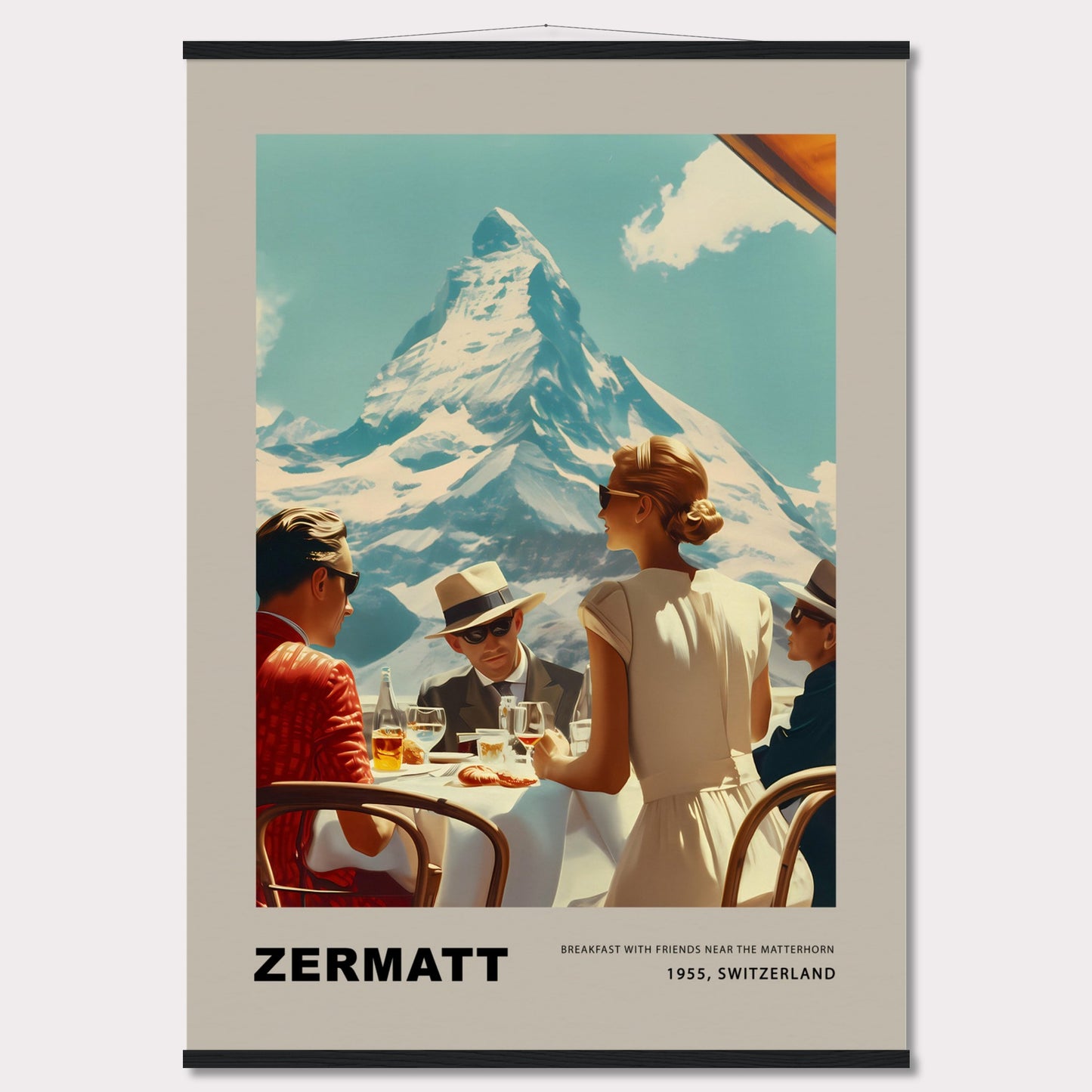 Poster titled 'Breakfast in Zermatt with Hanger' from ArtDarts