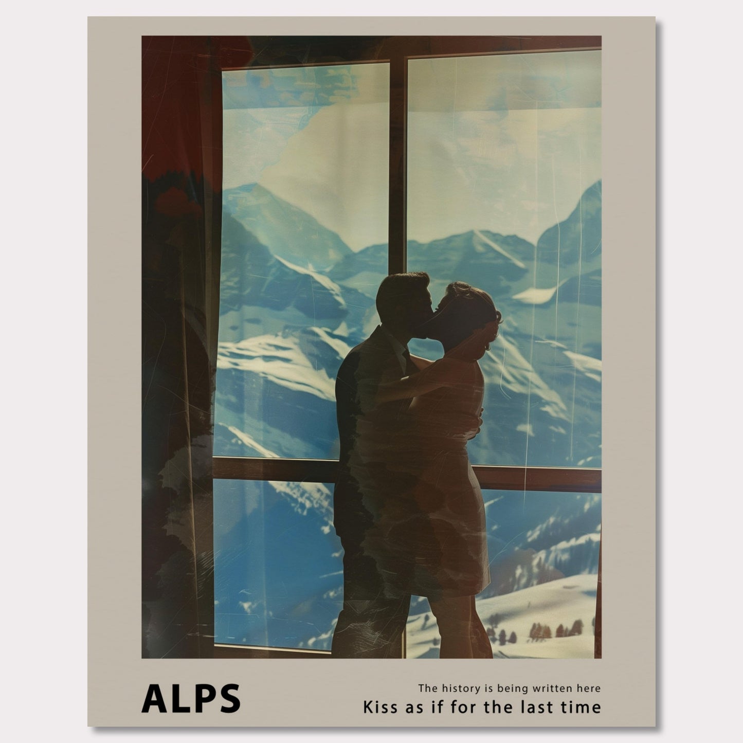Poster titled 'Hugs at the Hotel Window Poster' from ArtDarts