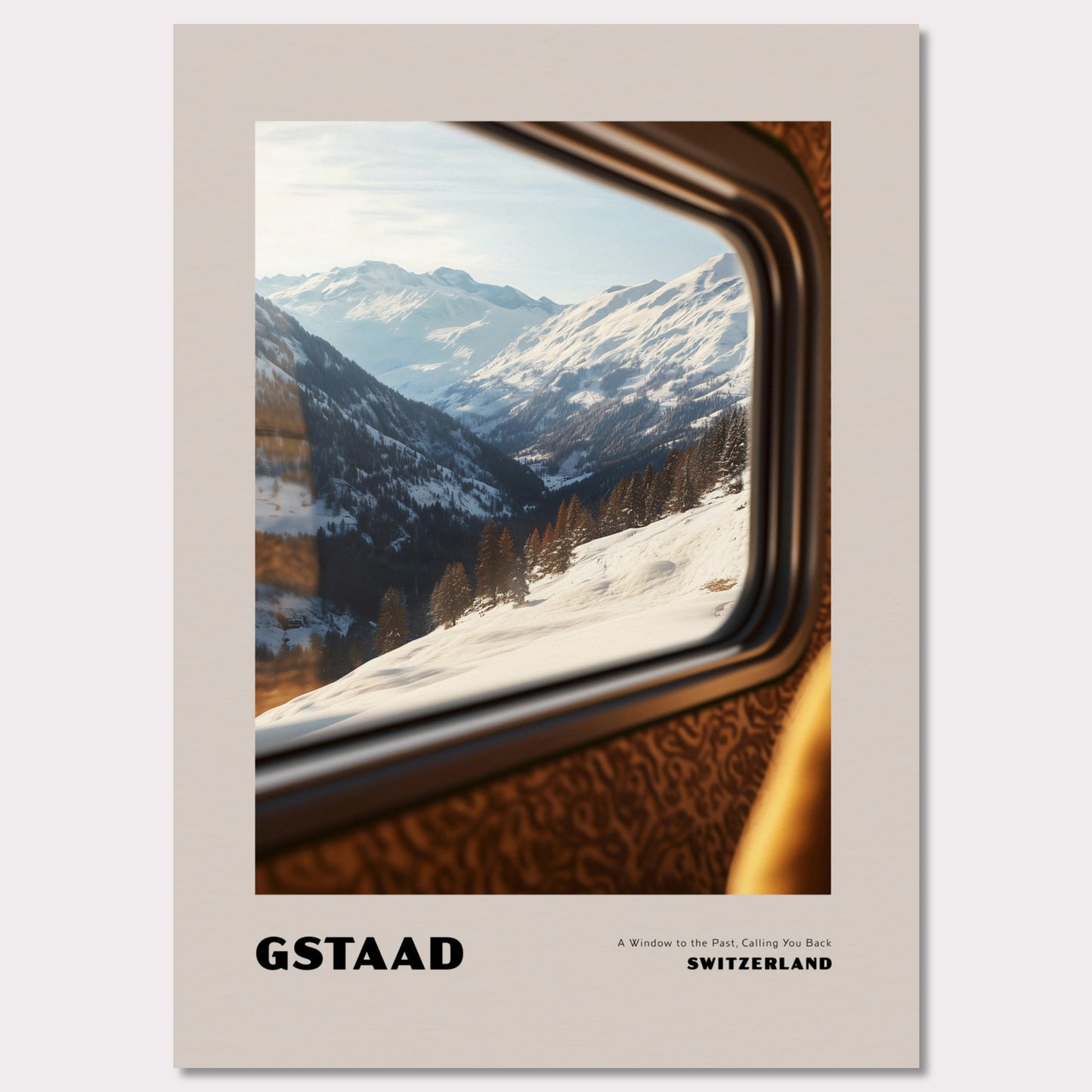 Poster titled 'GSTAAD. A Window to the Past, Calling You Back' from ArtDarts