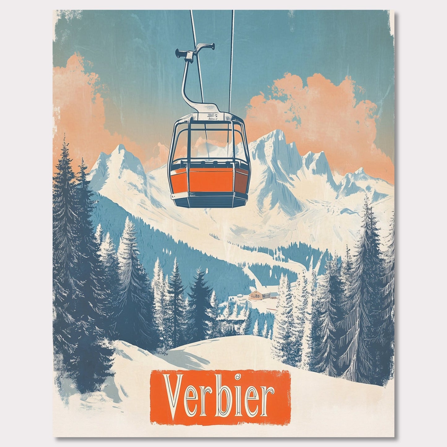 Poster titled 'Verbier - Gondola Heights' from ArtDarts