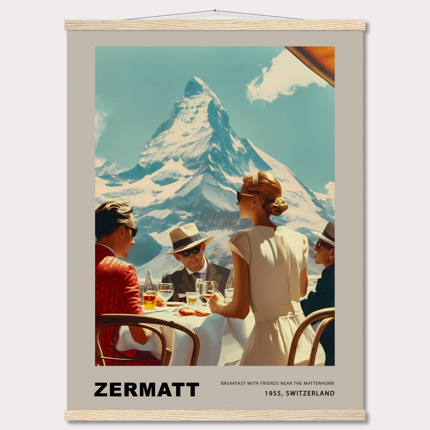 Poster titled 'Breakfast in Zermatt with Hanger' from ArtDarts