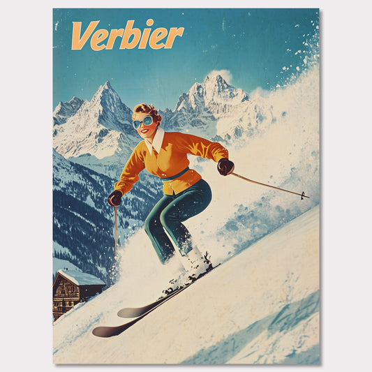 Poster titled 'Verbier - Stylish Skier' from ArtDarts