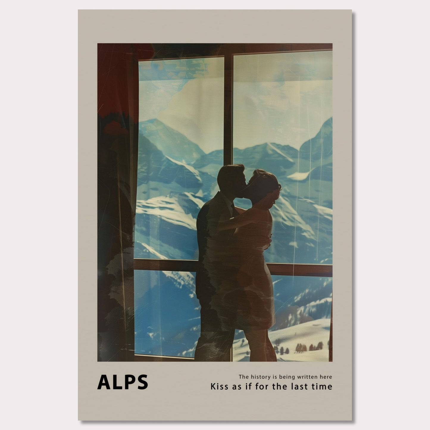 Poster titled 'Hugs at the Hotel Window Poster' from ArtDarts
