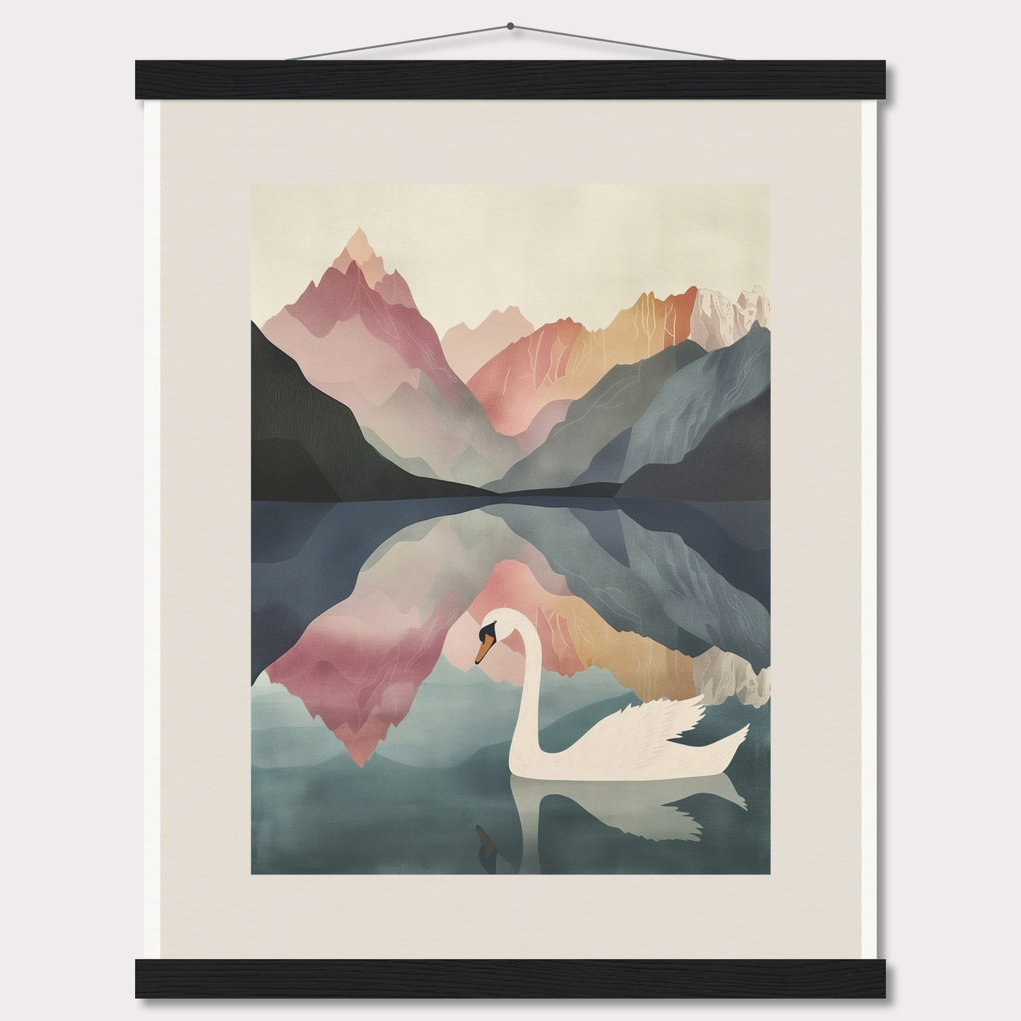 Poster titled 'White Swan on the Lake Geneva with Hanger' from ArtDarts