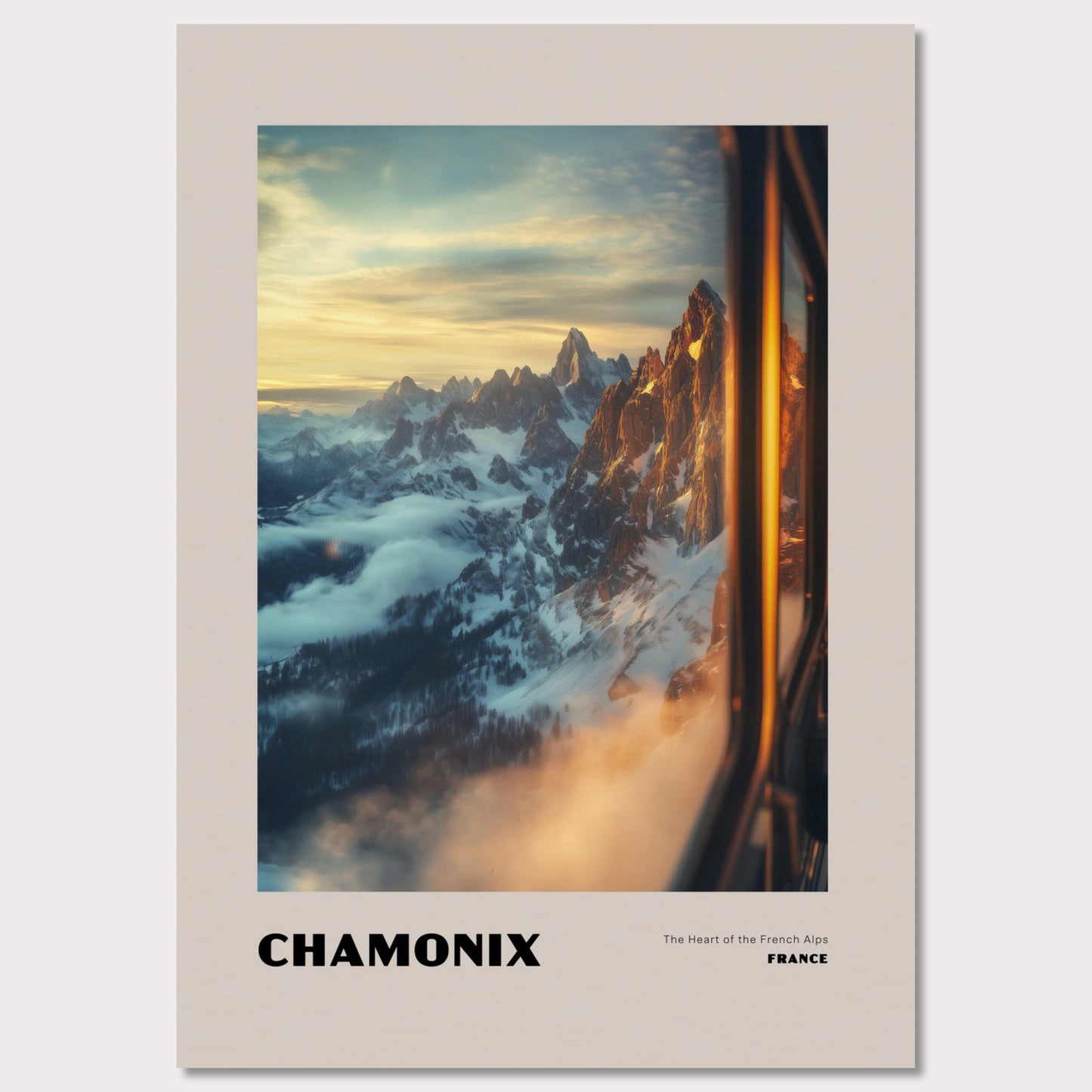 Poster titled 'CHAMONIX. The Heart of the French Alps' from ArtDarts