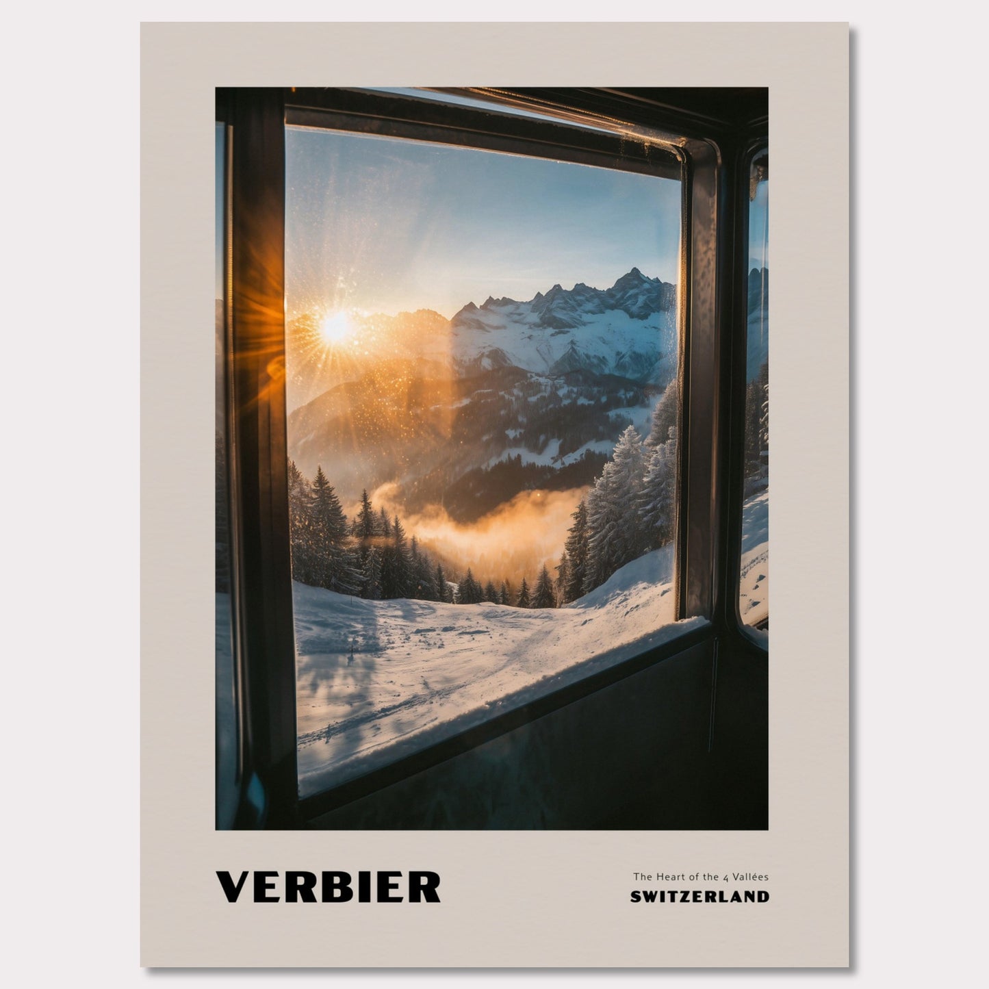 Poster titled 'VERBIER. The Heart of the 4 Vallées' from ArtDarts