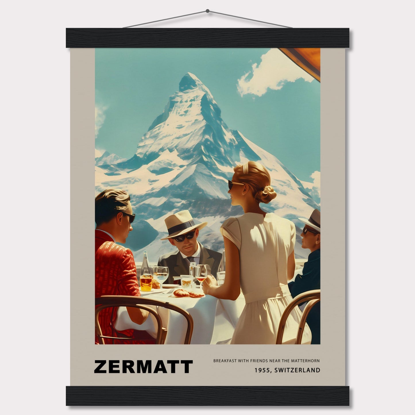 Poster titled 'Breakfast in Zermatt with Hanger' from ArtDarts