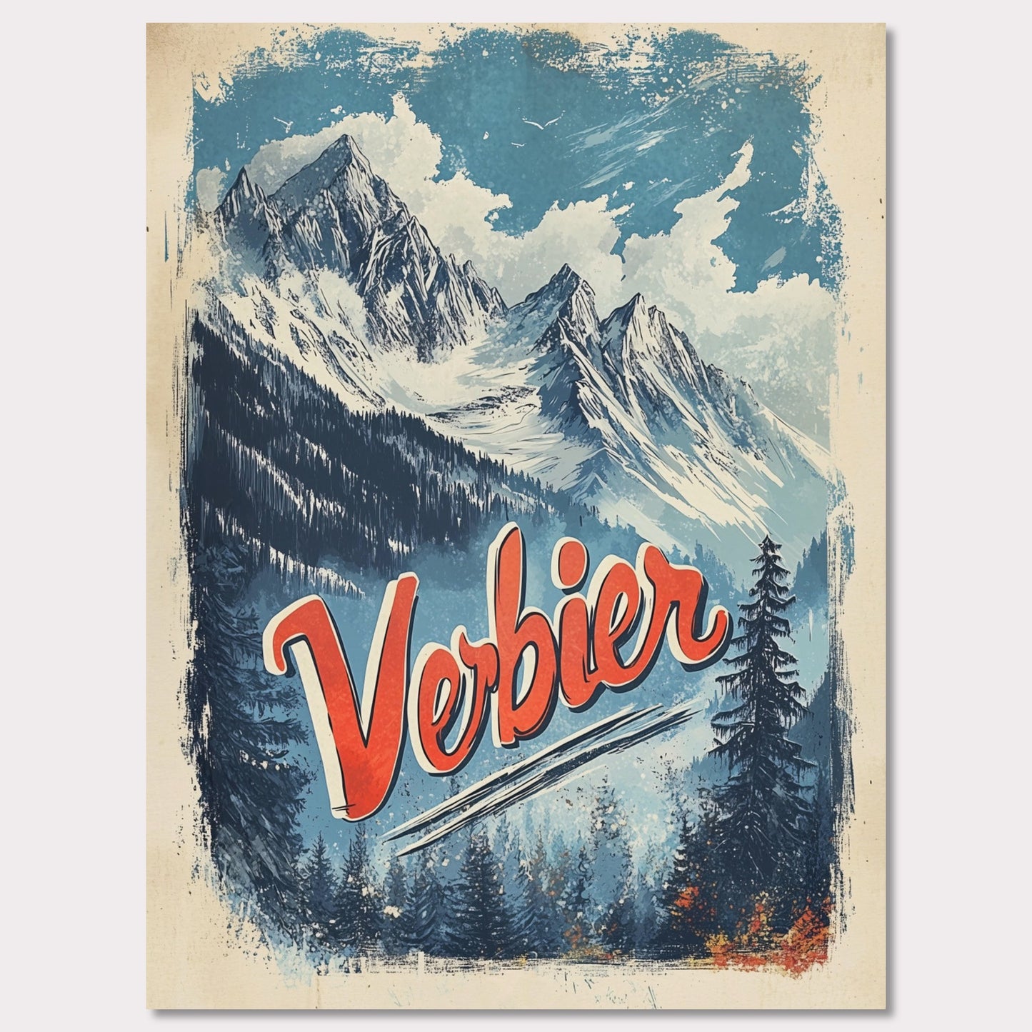 Poster titled 'Verbier - Majestic Peaks' from ArtDarts