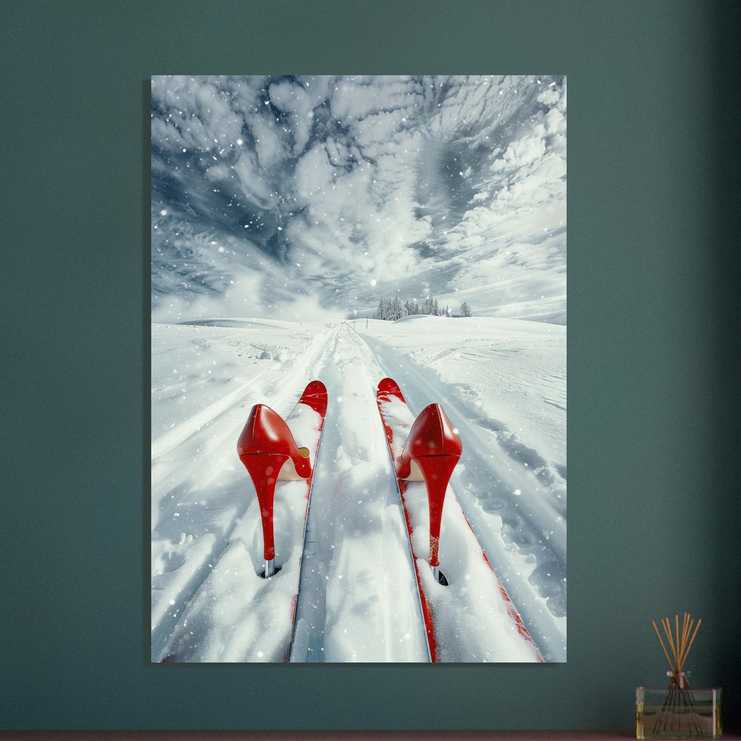 Poster titled 'High Heels, High Thrills' from ArtDarts