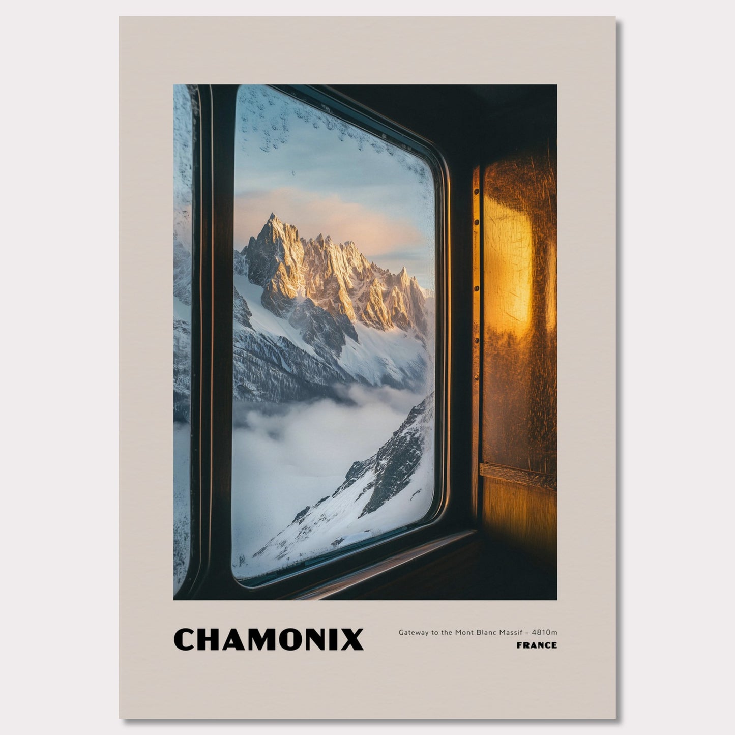 Poster titled 'CHAMONIX. Gateway to the Mont Blanc Massif' from ArtDarts