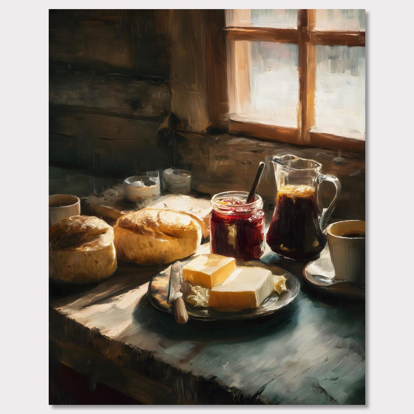 Poster titled 'Breakfast Still, Jar & Steam' from ArtDarts