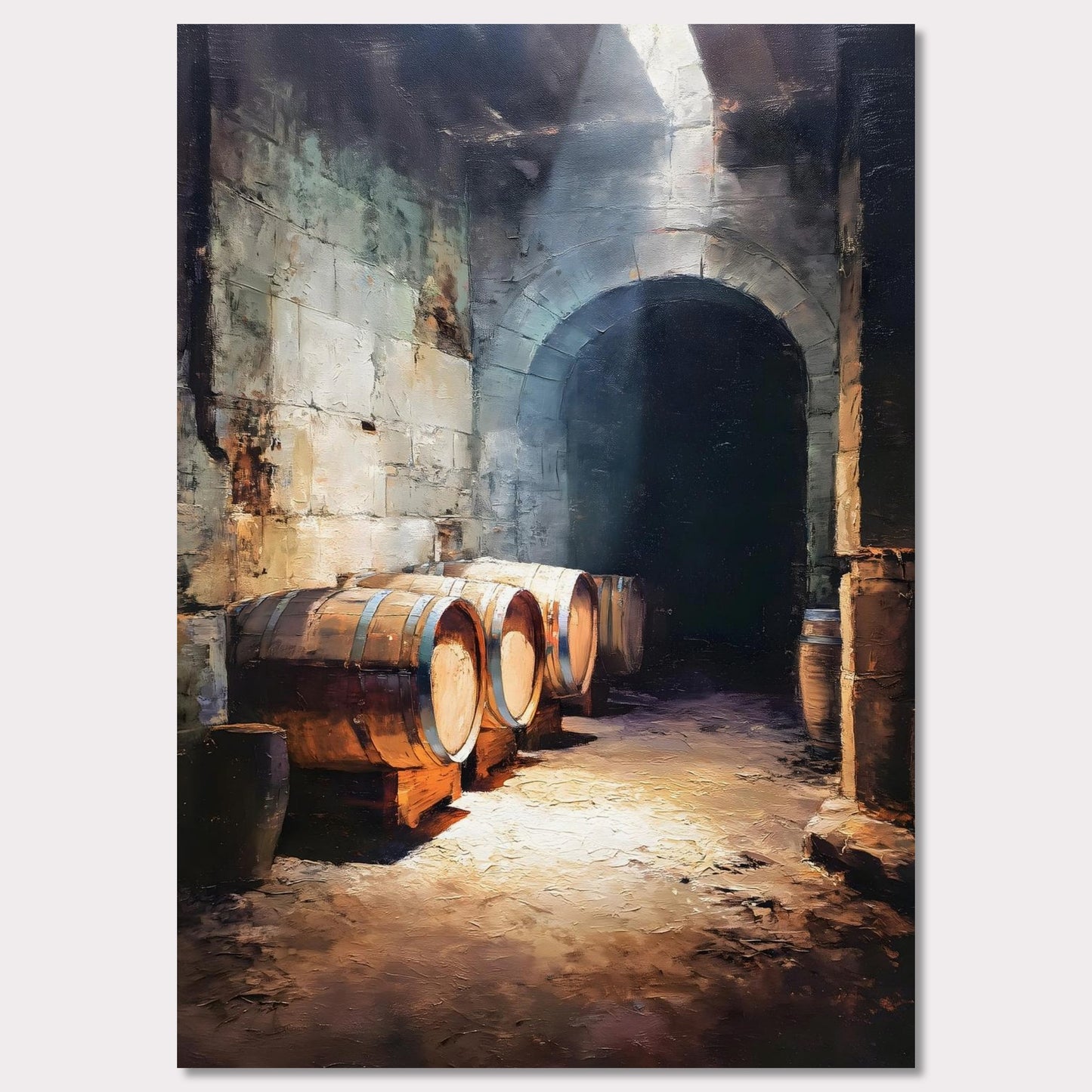 Poster titled 'Barrels Below, Alpine Cellar' from ArtDarts