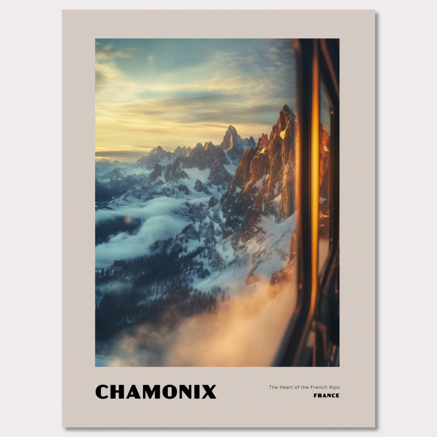 Poster titled 'CHAMONIX. The Heart of the French Alps' from ArtDarts