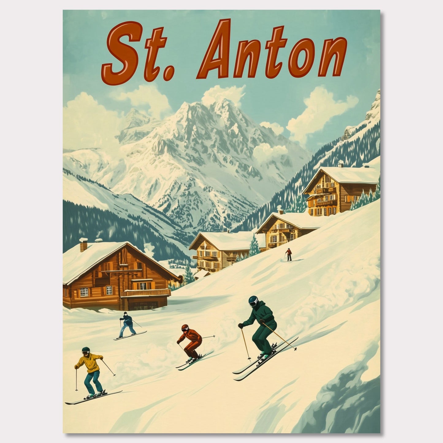 Poster titled 'St. Anton - Skiers’ Paradise' from ArtDarts