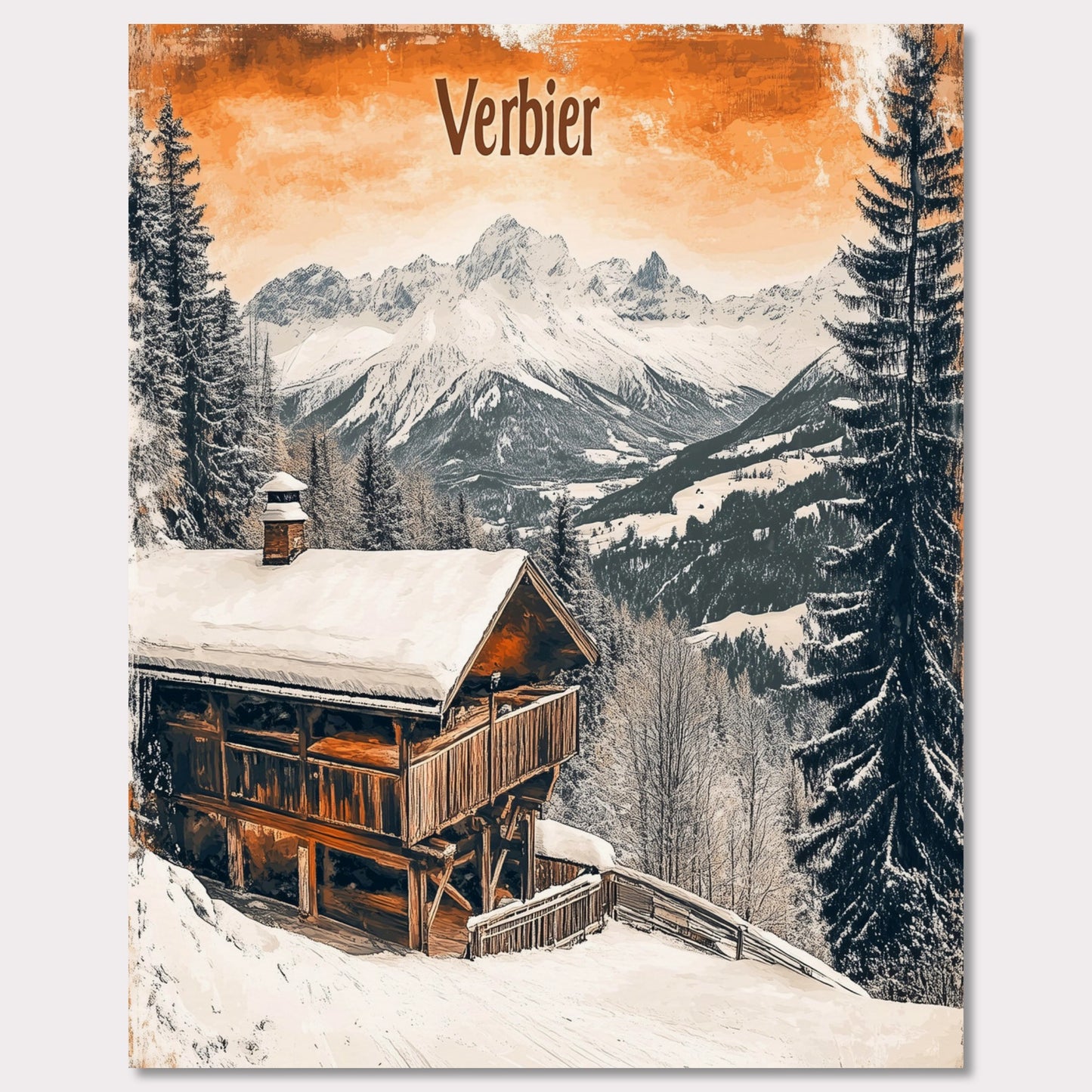 Poster titled 'Verbier - Winter Retreat' from ArtDarts