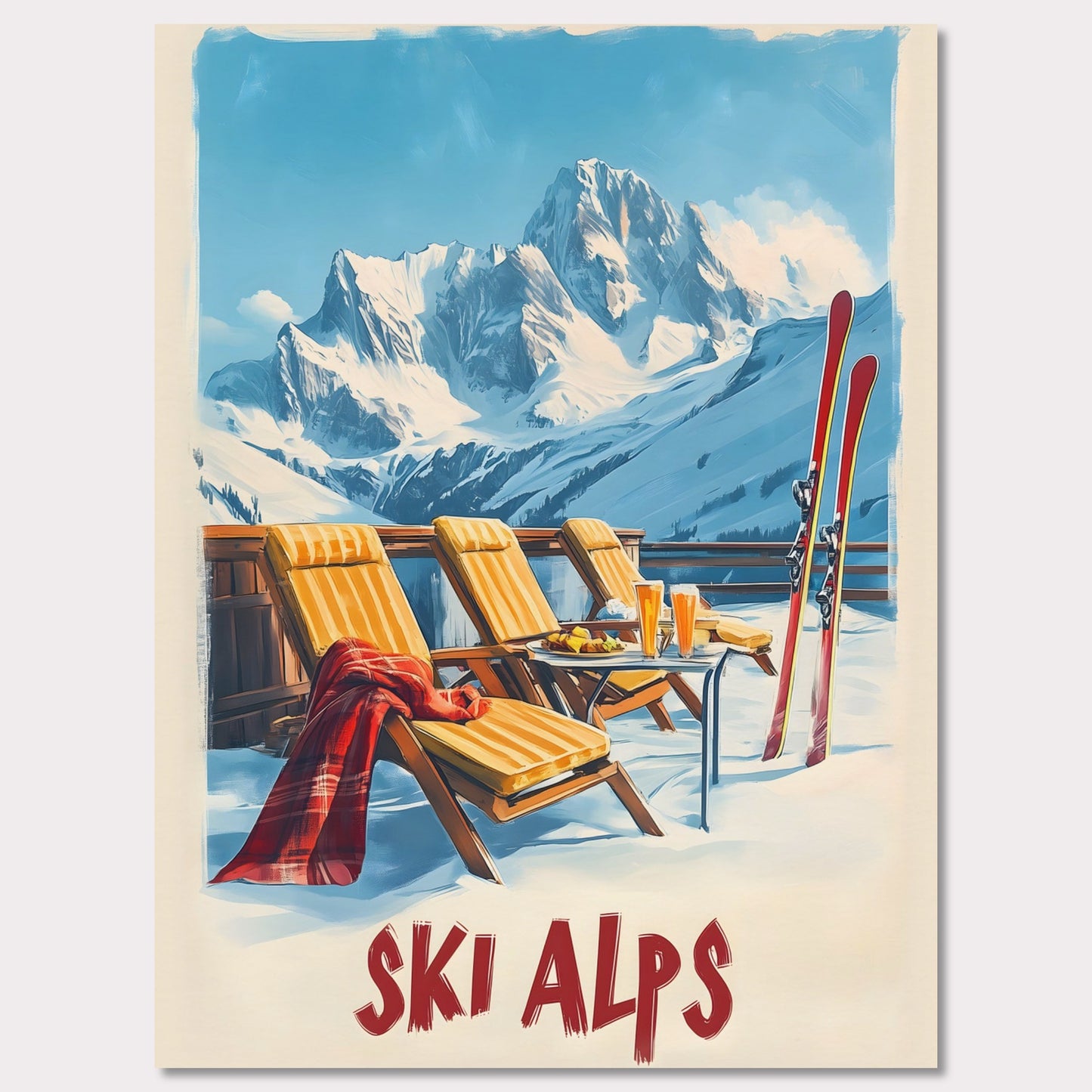 Poster titled 'Sunny Ski Alps Escape' from ArtDarts