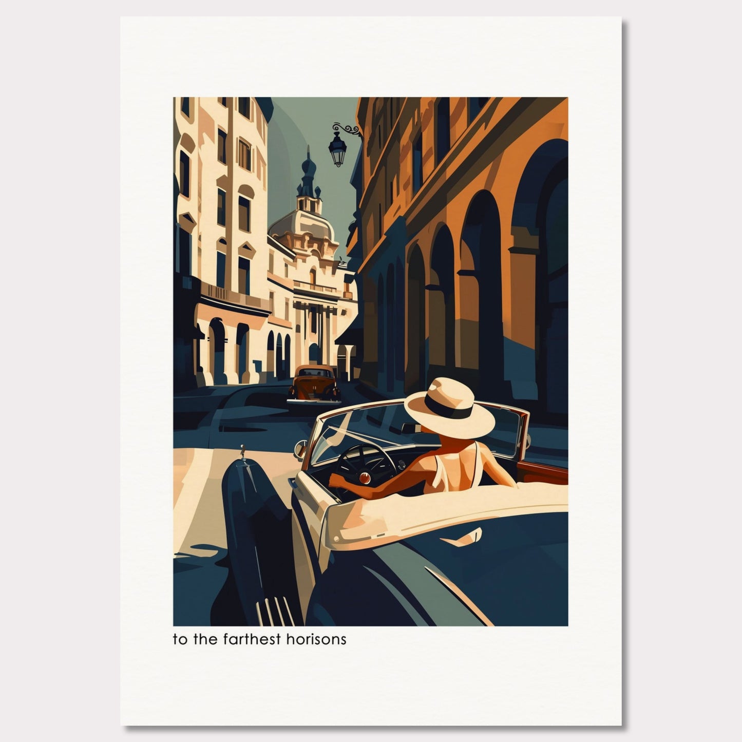 Poster titled 'Girl in a convertible vintage Poster' from ArtDarts