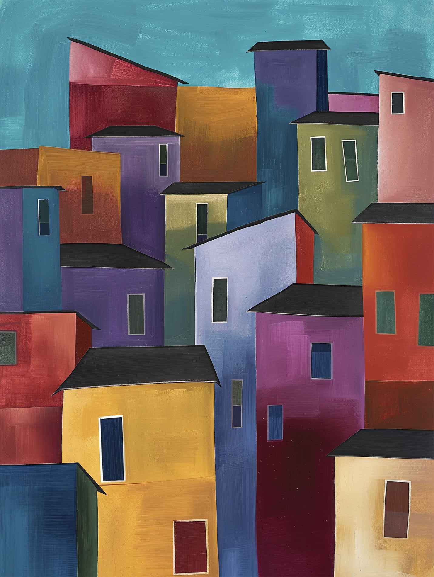 Poster titled 'Colorful Houses Poster' from ArtDarts
