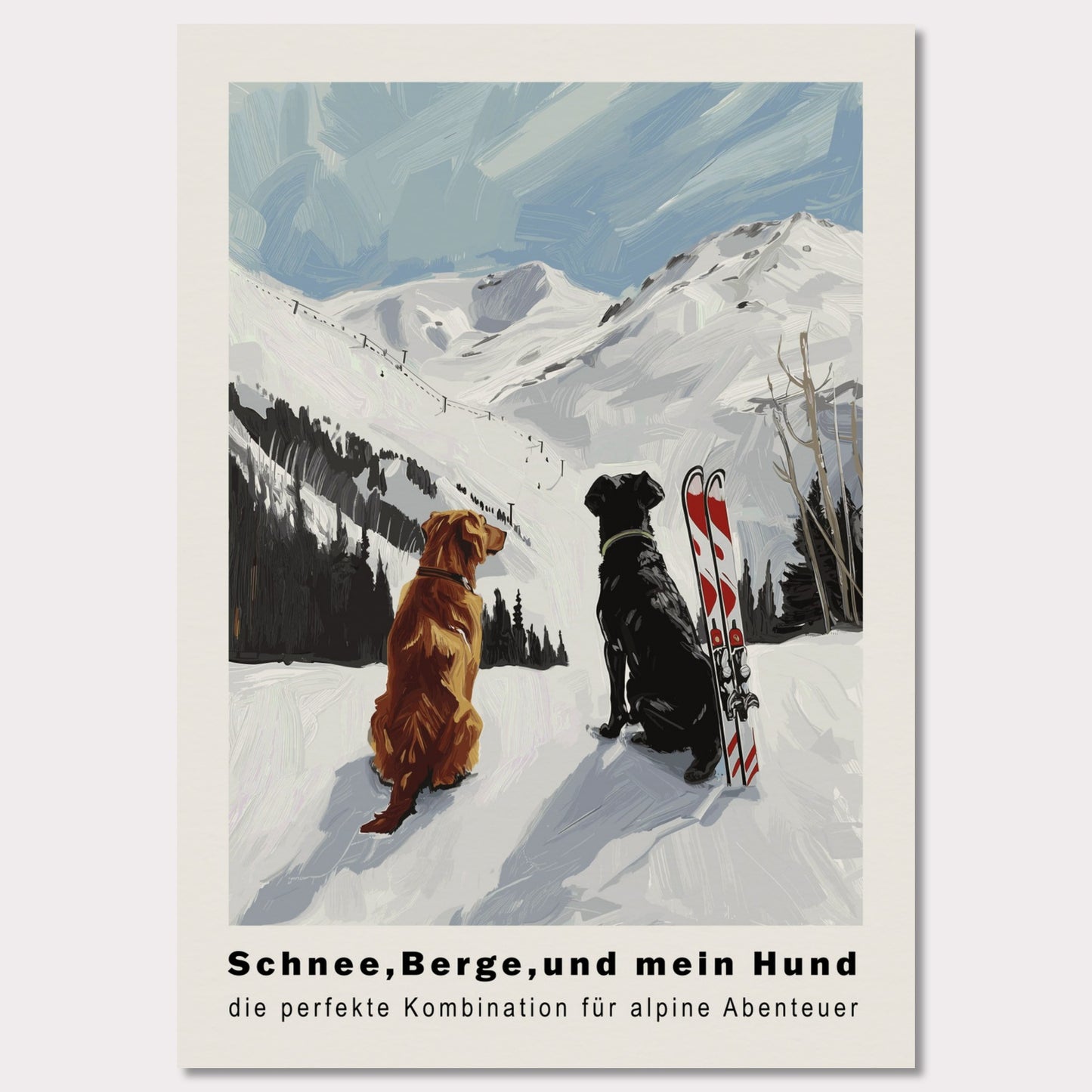 Poster titled 'Snow. Mountains And my dog Poster' from ArtDarts