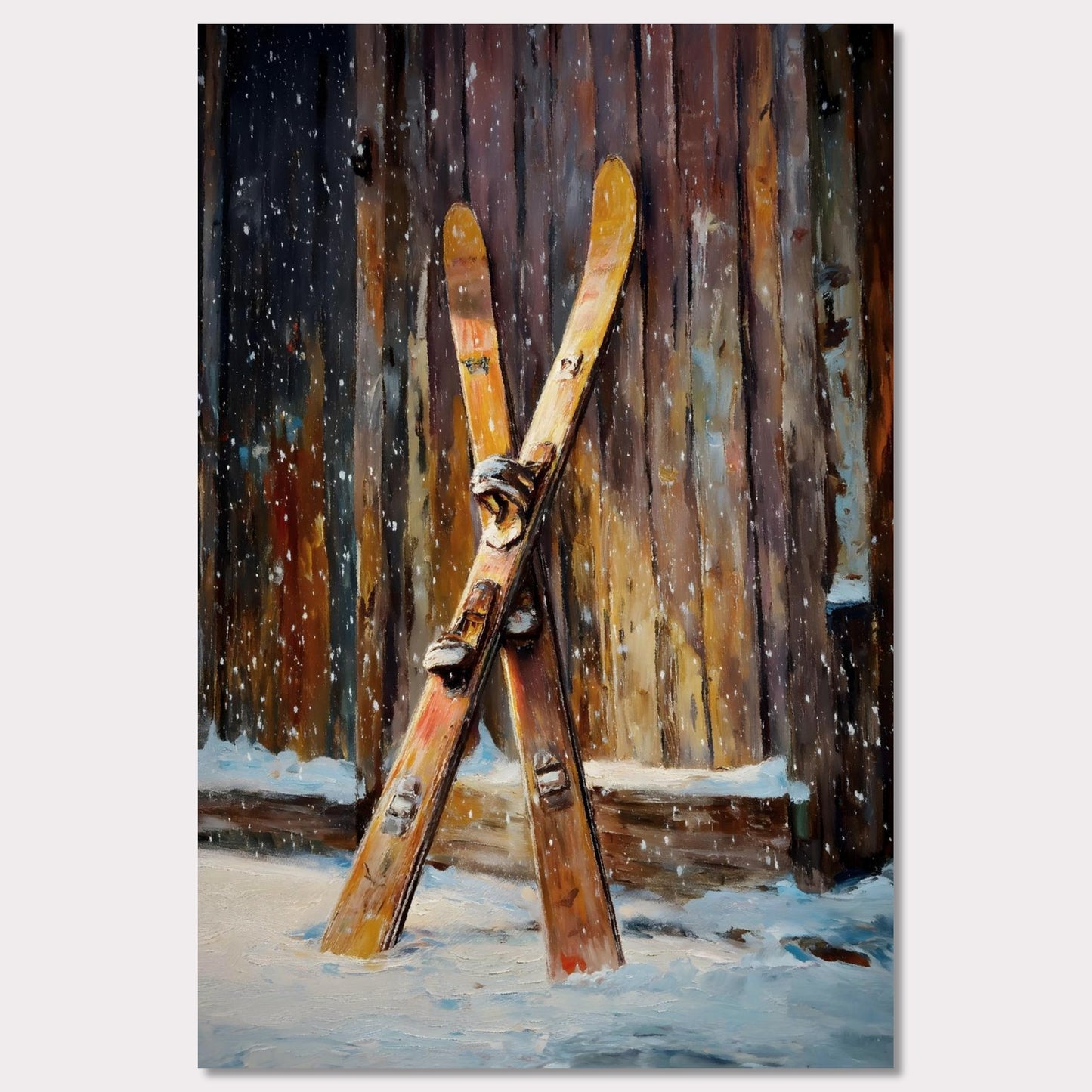 Poster titled 'Old Skis, Alpine Shed' from ArtDarts