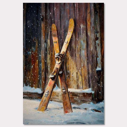 Poster titled 'Old Skis, Alpine Shed' from ArtDarts