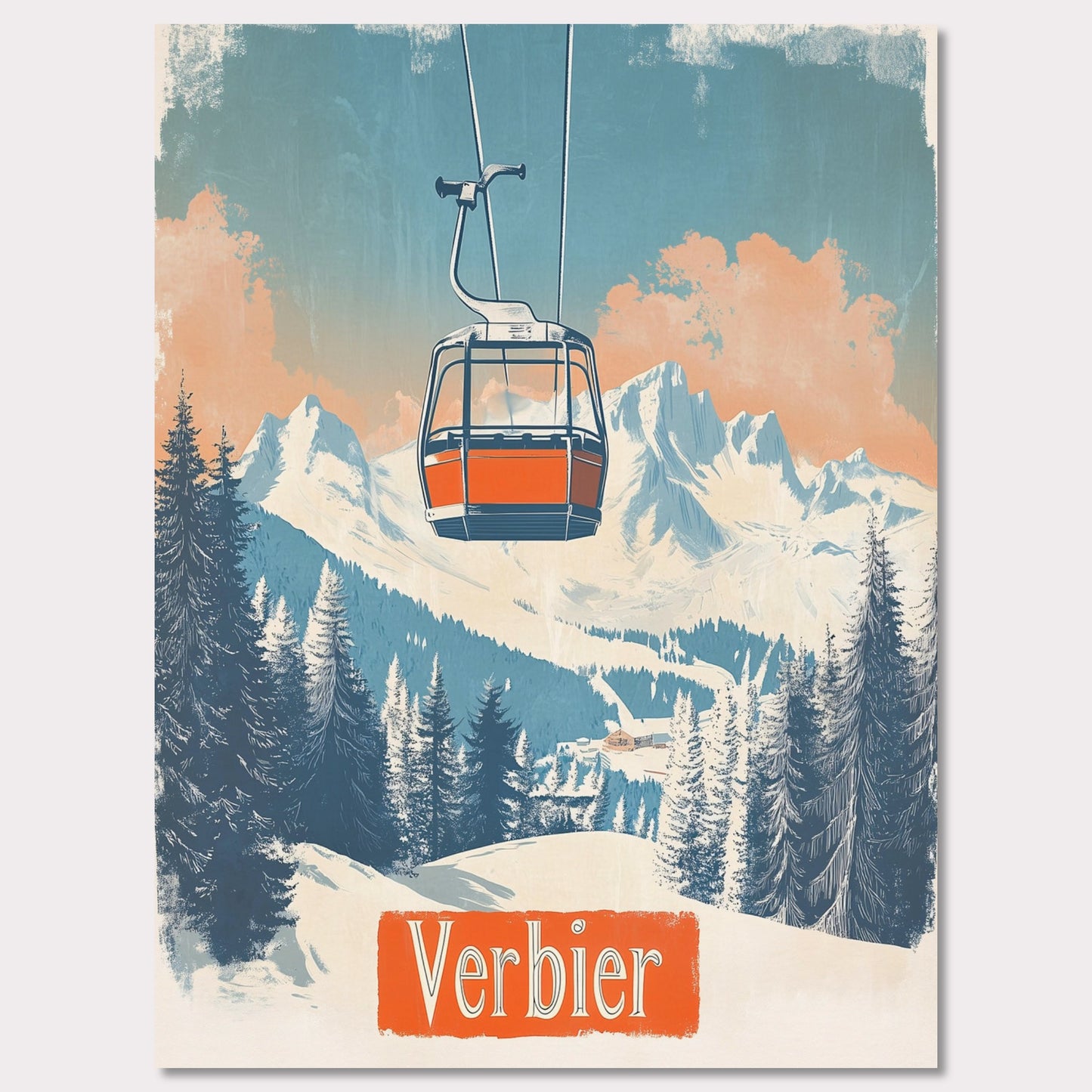 Poster titled 'Verbier - Gondola Heights' from ArtDarts