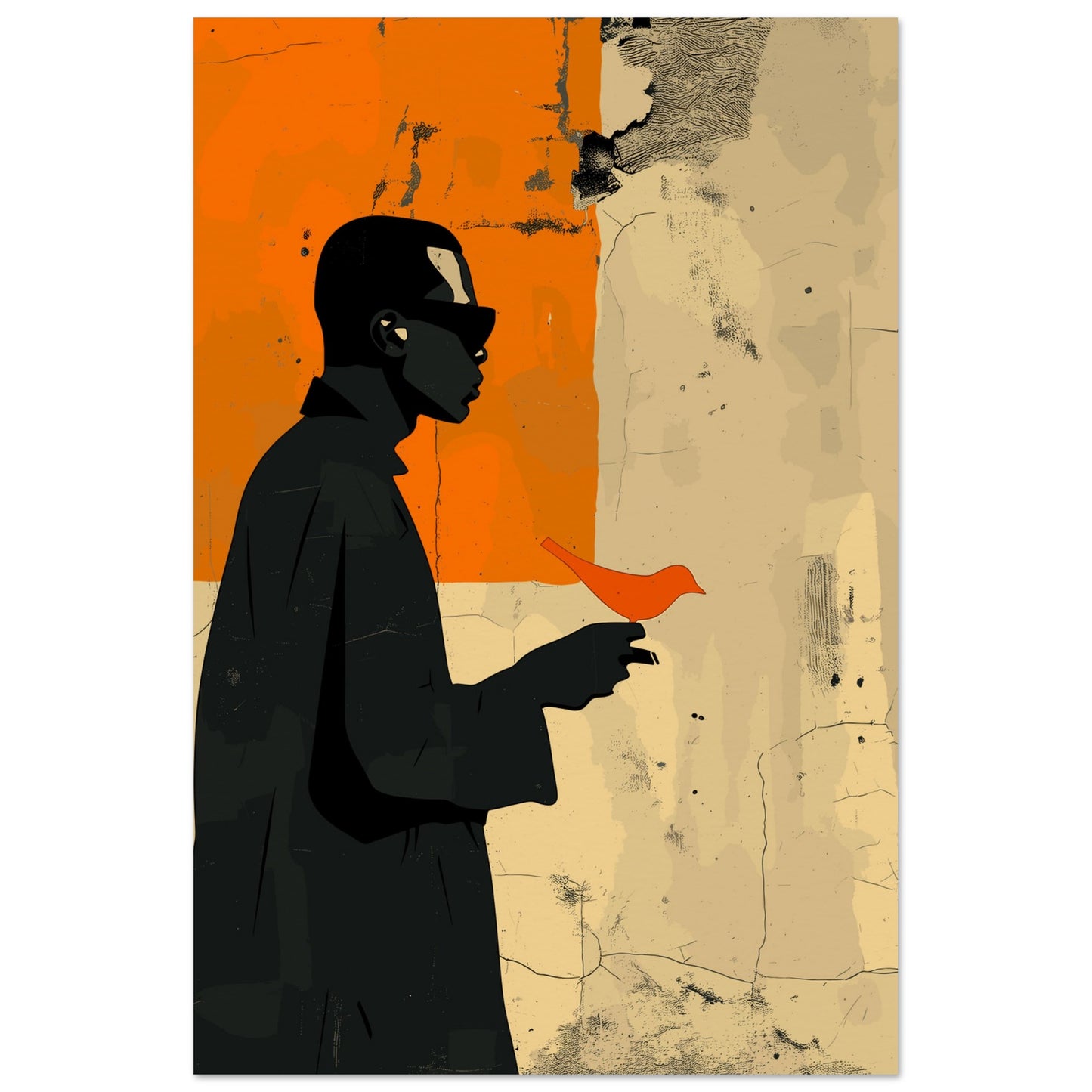 Poster titled 'Man with a Bird Poster' from ArtDarts