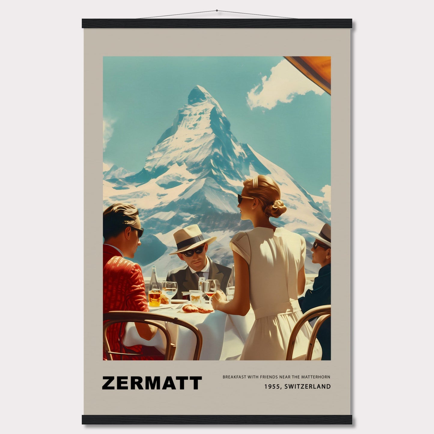 Poster titled 'Breakfast in Zermatt with Hanger' from ArtDarts