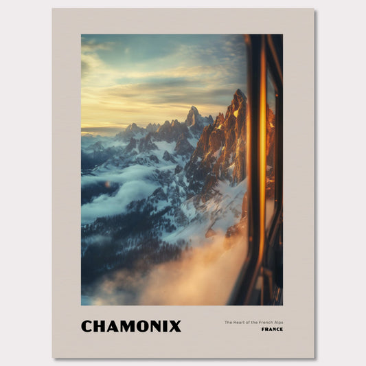 Poster titled 'CHAMONIX. The Heart of the French Alps' from ArtDarts