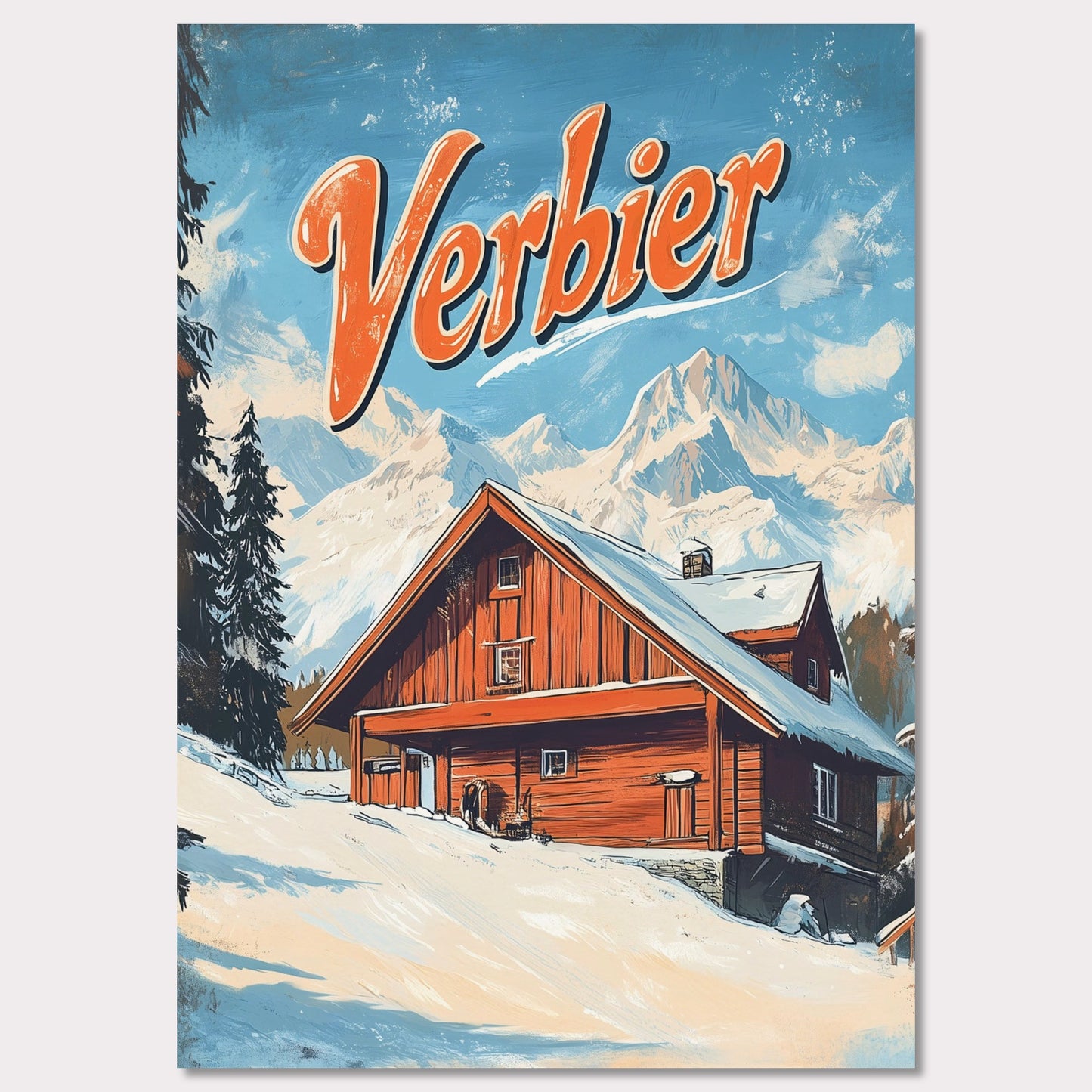 Poster titled 'Verbier - Mountain Chalet' from ArtDarts